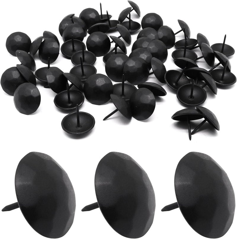 BUXIMN 60pcs Upholstery Tacks, Metal Upholstery Nails for Wood Unique Decorative Nails Thumb Tacks Upholstery Pins Vintage Furniture Tacks Upholstery Nails (25x23mm, Matte Black) - Image 1
